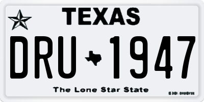 TX license plate DRU1947