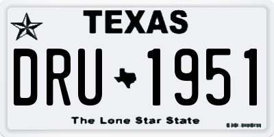 TX license plate DRU1951