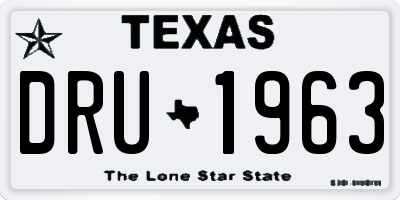 TX license plate DRU1963