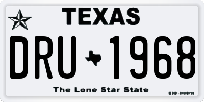 TX license plate DRU1968