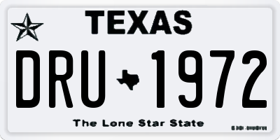 TX license plate DRU1972