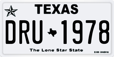 TX license plate DRU1978