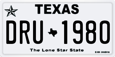 TX license plate DRU1980