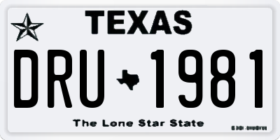 TX license plate DRU1981