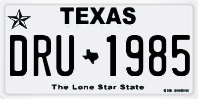 TX license plate DRU1985