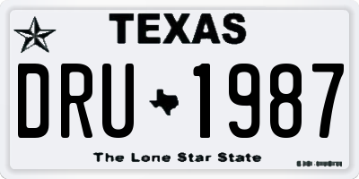 TX license plate DRU1987