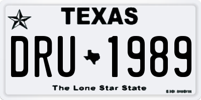 TX license plate DRU1989