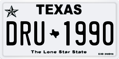 TX license plate DRU1990
