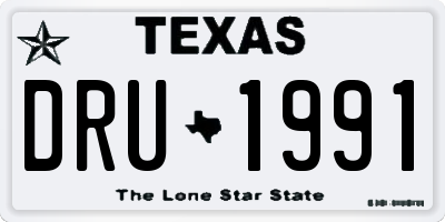 TX license plate DRU1991
