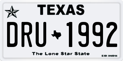 TX license plate DRU1992