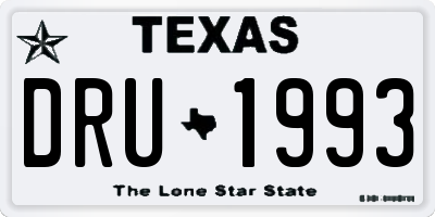 TX license plate DRU1993