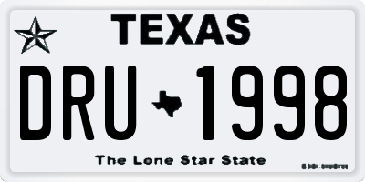 TX license plate DRU1998