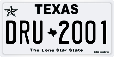 TX license plate DRU2001