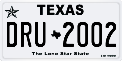 TX license plate DRU2002