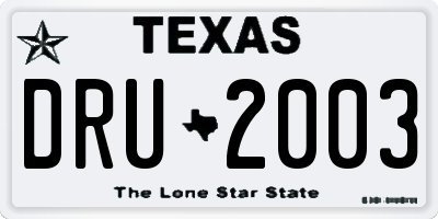TX license plate DRU2003