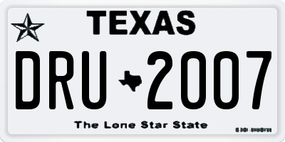 TX license plate DRU2007