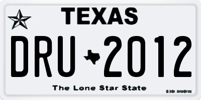 TX license plate DRU2012