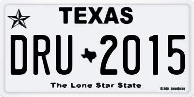 TX license plate DRU2015