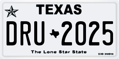 TX license plate DRU2025