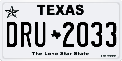 TX license plate DRU2033