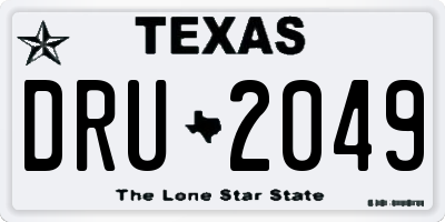 TX license plate DRU2049