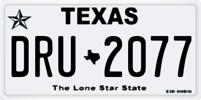 TX license plate DRU2077