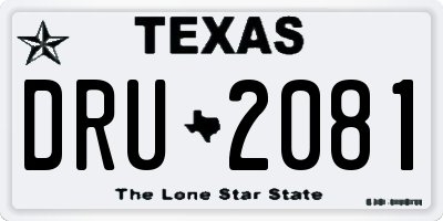 TX license plate DRU2081