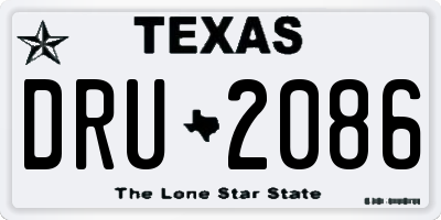 TX license plate DRU2086