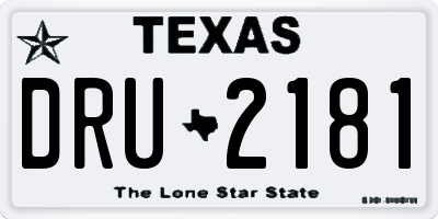 TX license plate DRU2181