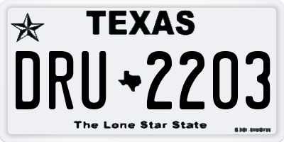 TX license plate DRU2203