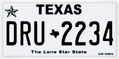 TX license plate DRU2234