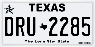 TX license plate DRU2285