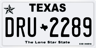 TX license plate DRU2289