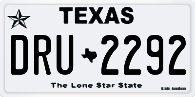 TX license plate DRU2292