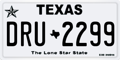 TX license plate DRU2299