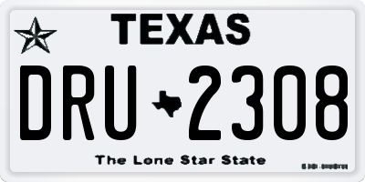 TX license plate DRU2308