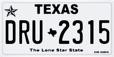 TX license plate DRU2315