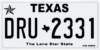 TX license plate DRU2331