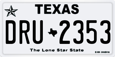 TX license plate DRU2353