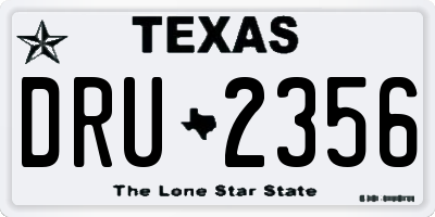 TX license plate DRU2356