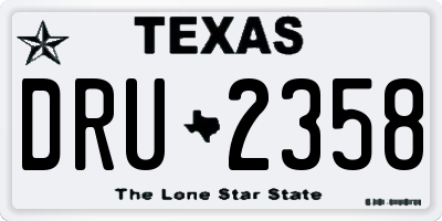 TX license plate DRU2358