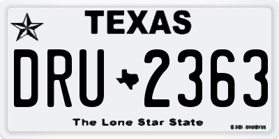 TX license plate DRU2363