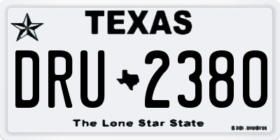 TX license plate DRU2380