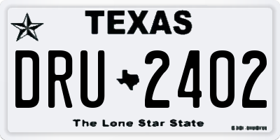 TX license plate DRU2402