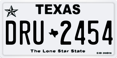 TX license plate DRU2454