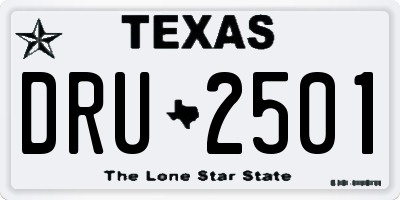 TX license plate DRU2501