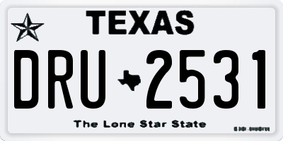 TX license plate DRU2531