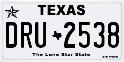 TX license plate DRU2538