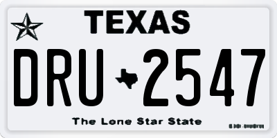TX license plate DRU2547