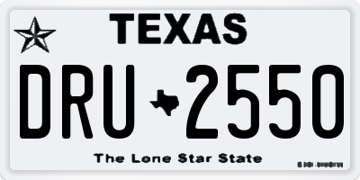TX license plate DRU2550